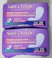 SURE &amp; FRESH BLADDER CONTROL LINERS 20 COUNT
