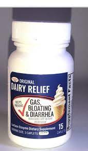 DAIRY RELIEF GAS BLOATING&amp; DIARRHEA 15 CAPLETS